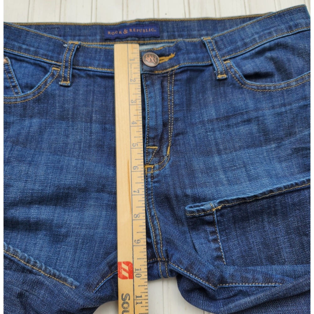 Rock & Republic Sadie Straight Leg Jeans Dark Wash Studded Blue Denim 14M - Picture 2 of 7